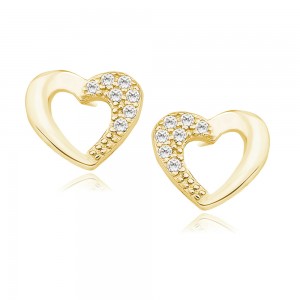 Cercei argint placati cu aur galben inima cu pietre DiAmanti Z1421E_G-DIA (Argint 925‰ 1,1 g.)